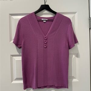 Dressbarn Mauve Short Sleeve V-Neck Top